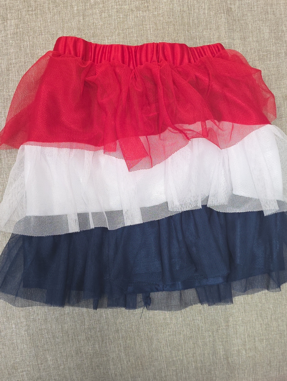 Tiered Red, White & Navy Tulle Skater Skirt for Kids